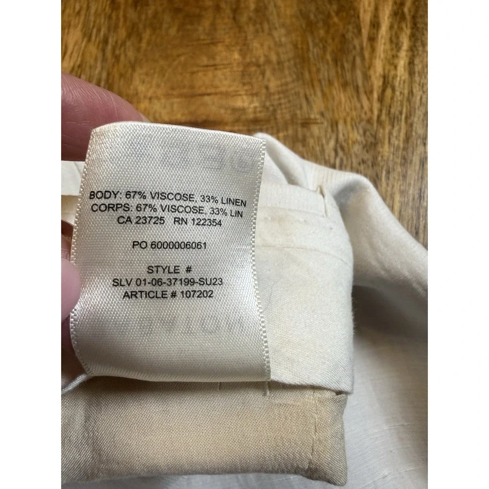 Aritzia Babaton Agency Linen Pants Womens 4 White High Rise Straight Leg